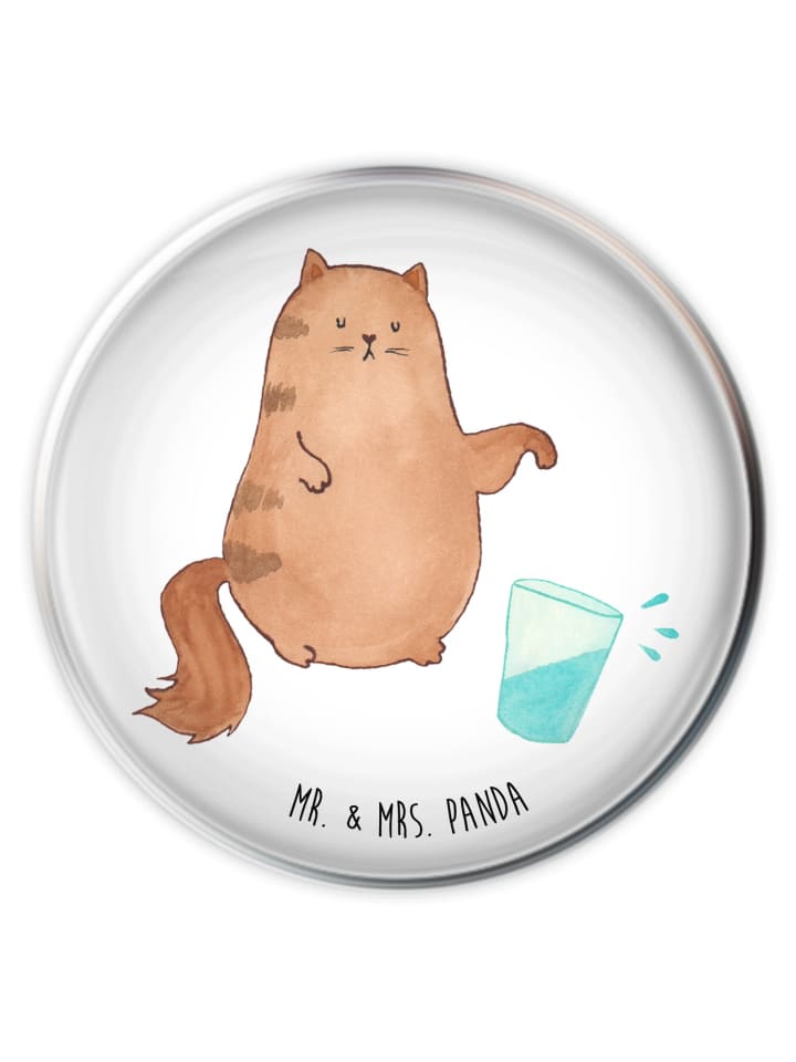 Ablaufgarnitur Katze Wasserglas ohne Spruch in Weiß