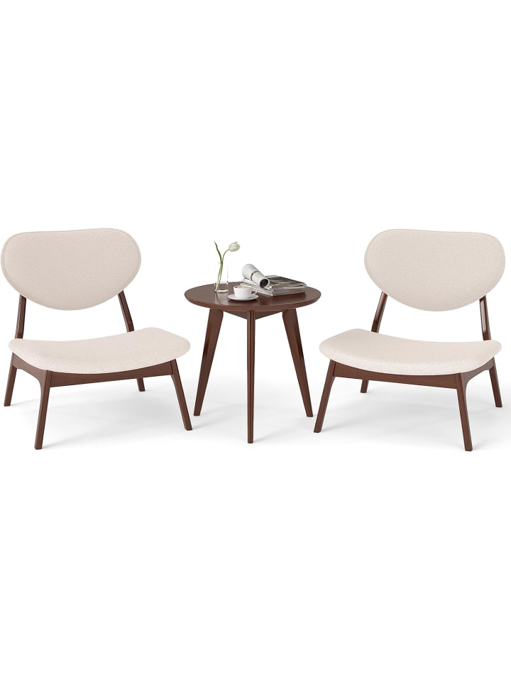 3 tlg. Sessel mit Beistelltisch in Beige