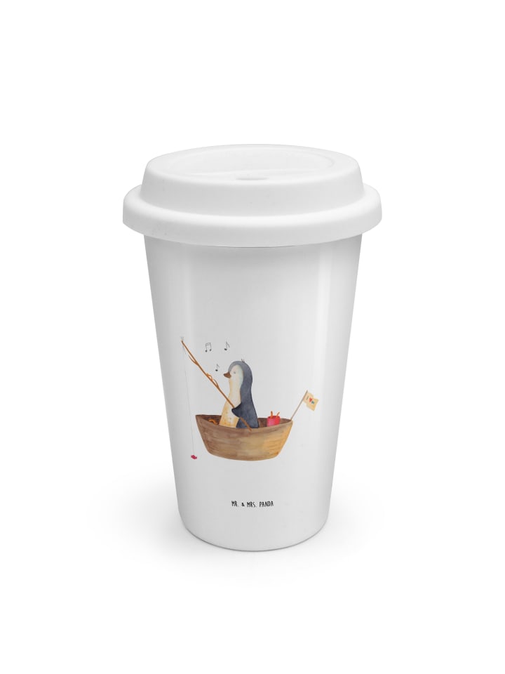 Tumbler Pinguin Angelboot ohne Spruch in Weiß