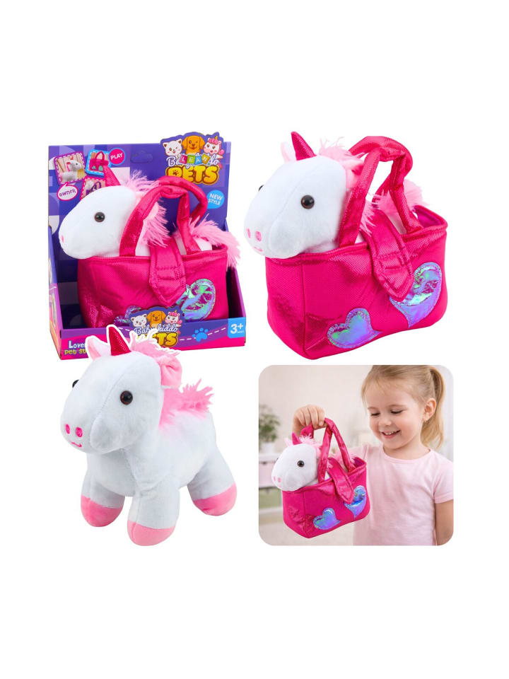 Plüsch-Einhorn im Beutel, weiß, 25 cm