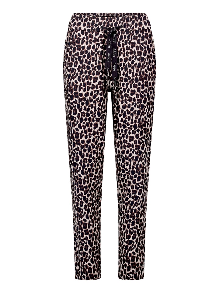 Joggingpant mit elastischem Bund in Schwarz/Beige