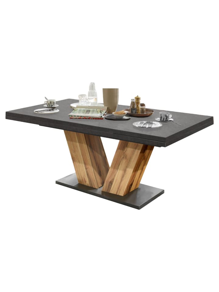 ESSTISCH ausziehbar Elena 160x90x76 Plankeneiche/Graphit