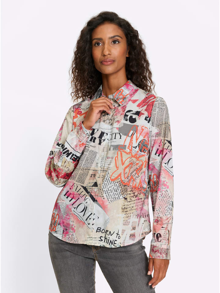 Druckbluse in ecru-bedruckt