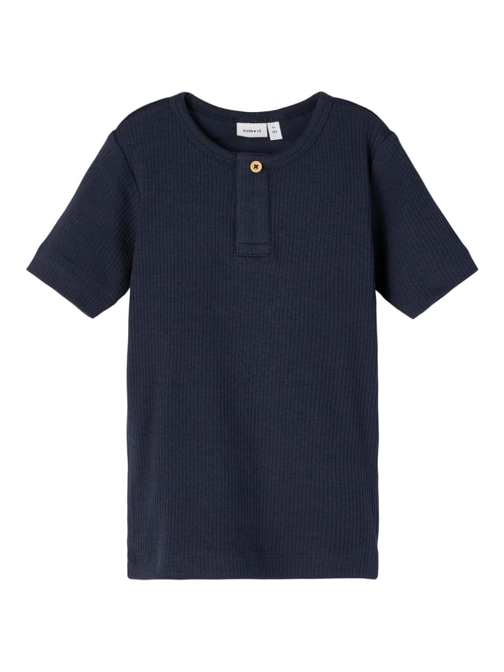 Jungen kurzarm T-Shirt mit Knopf Dark Sapphire-92