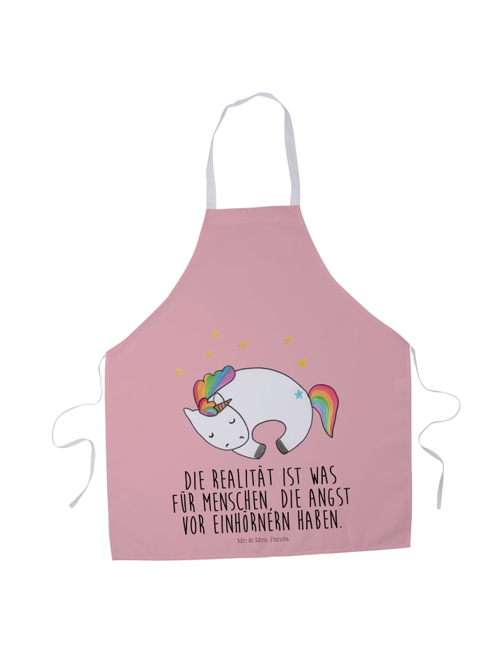 Kochschürze Einhorn Nacht mit Spruch in Rot Pastell