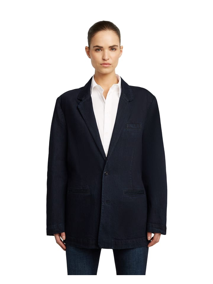 Oversized Denim Blazer worn in arctic blue