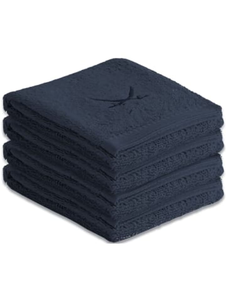 4er-Set: Gästetuch Frottier-Serie "Classic" in Blau
