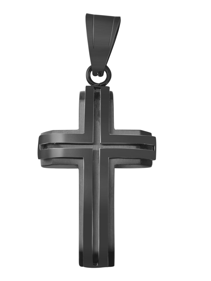 Unisex Anhänger – Kreuz Kreuzanhänger aus Edelstahl in schwarz