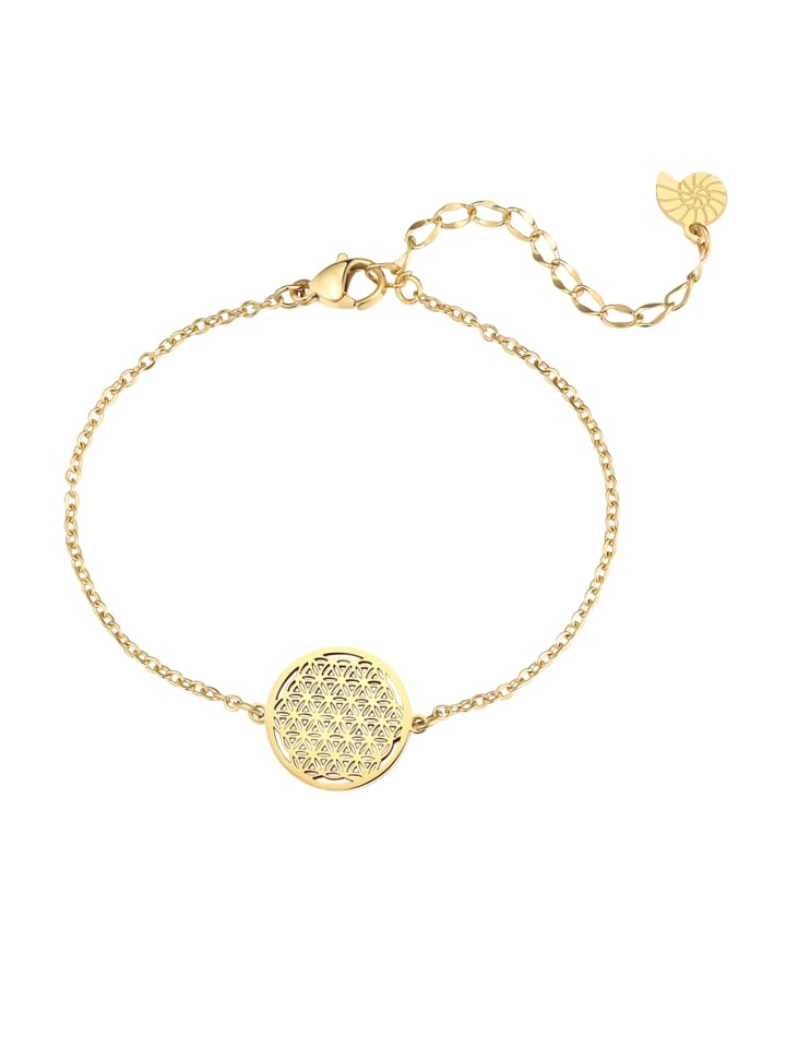 Vergold. Armband Lebensblume Edelstahl in Gold - (L) 16-21 cm