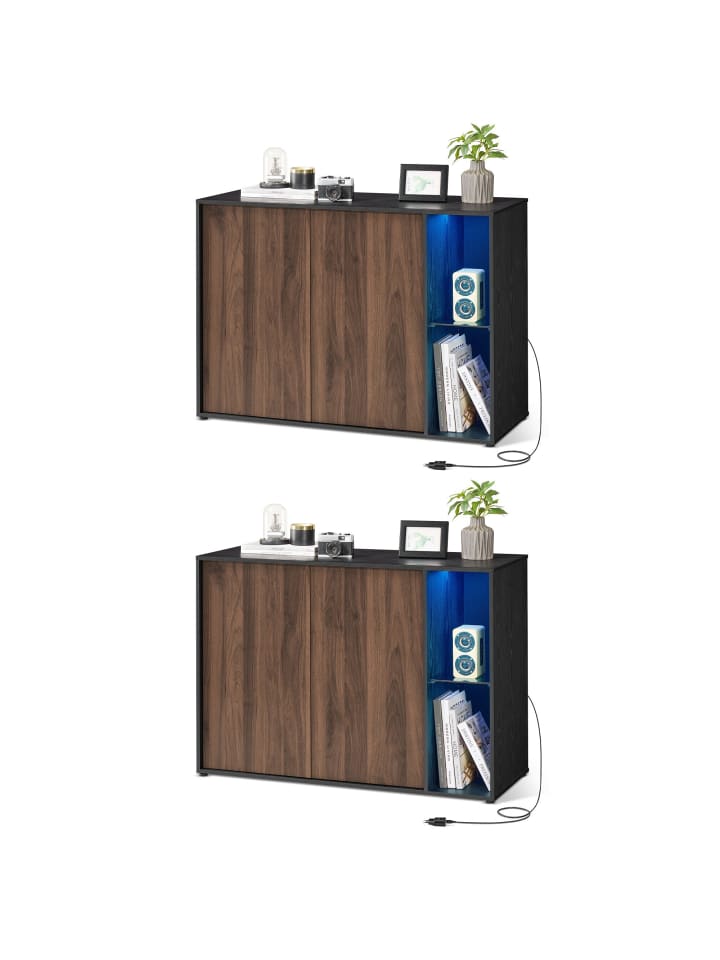 2er-Set: Sideboard in Naturwalnussfarben - (B)100 x (H)71 x (T)39 cm