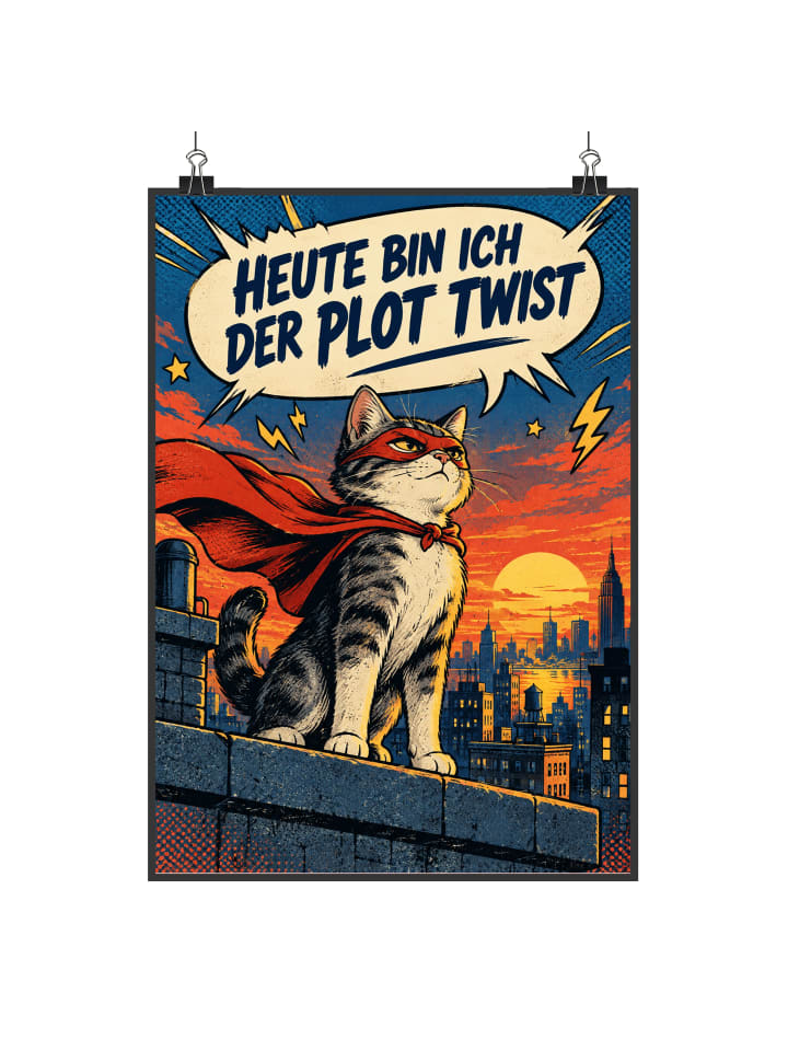 Poster Katze selbstbewusst Design mit Spruch in Weiß