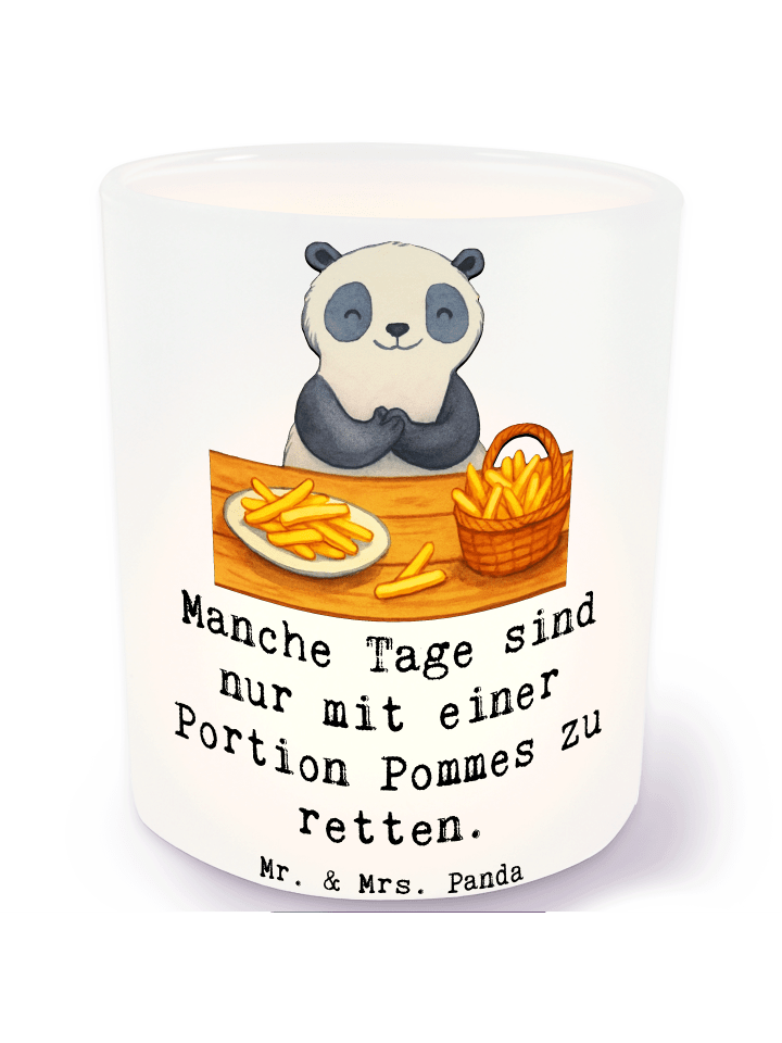 Teelichthalter Glas Panda Pommes Gebet mit Spruch in Transparent