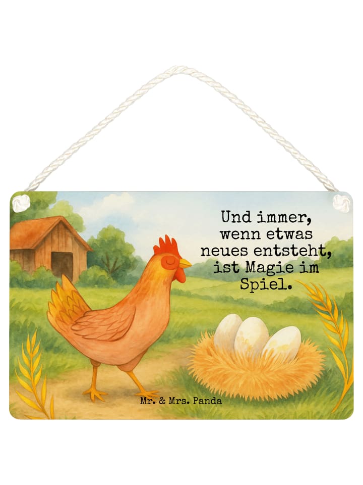Schild Huhn Stolz Design mit Spruch in Weiß