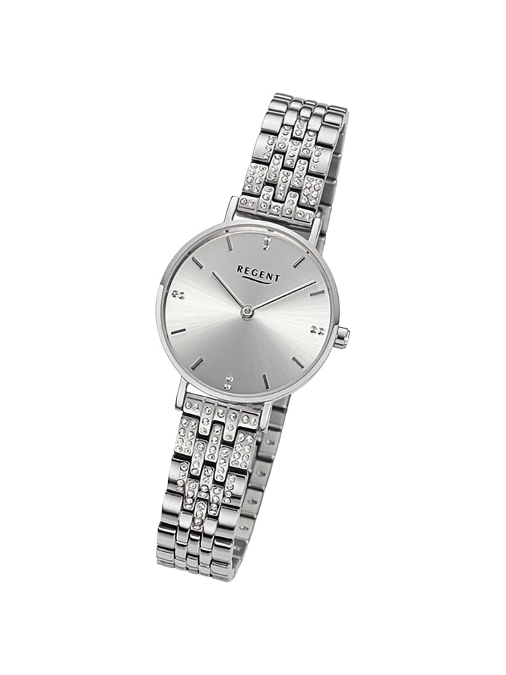 Analog-Armbanduhr Regent Metallarmband silber klein (ca. 28mm)