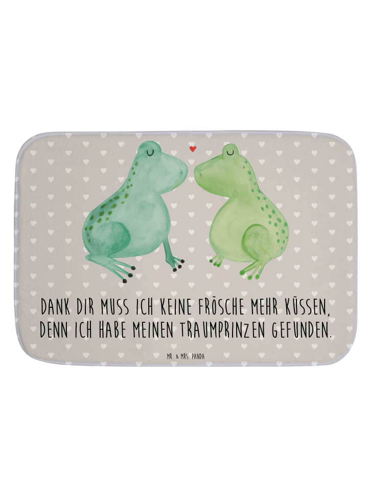 Duschvorleger Frosch Liebe mit Spruch in Grau Pastell