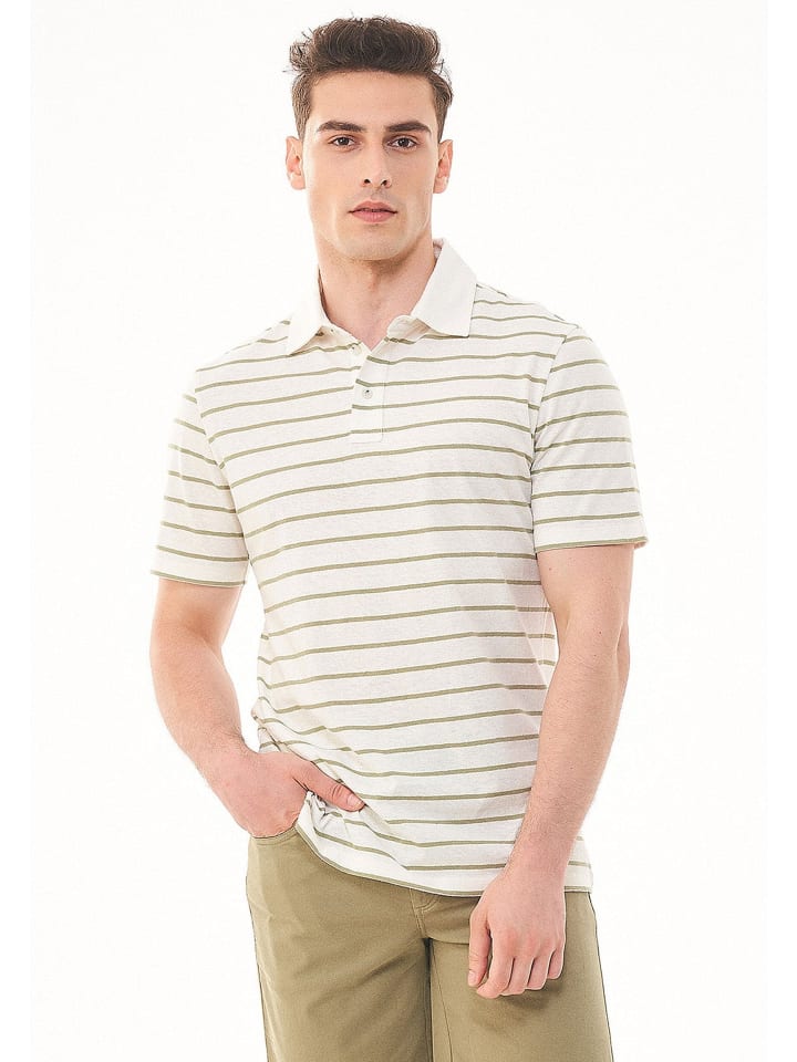 Poloshirt "MOR13643" in Cremeweiß/Oliv