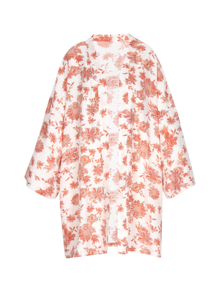 Women Kimono in White Orange