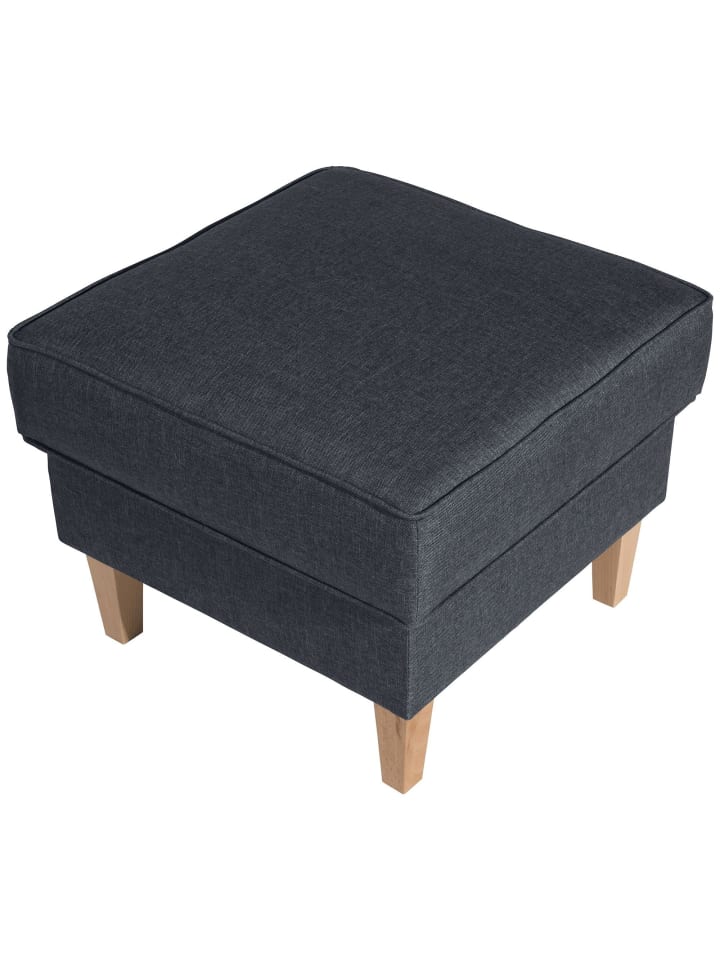 HOCKER Karlen Bezug Flachgewebe Buche natur / denim