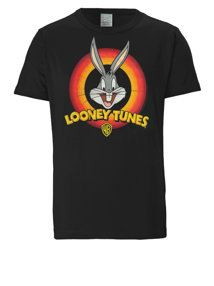 T-Shirt Looney Tunes – Bugs Bunny Logo in schwarz