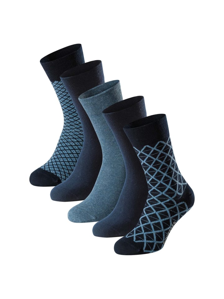Socken 5er Pack in Blau/gemustert