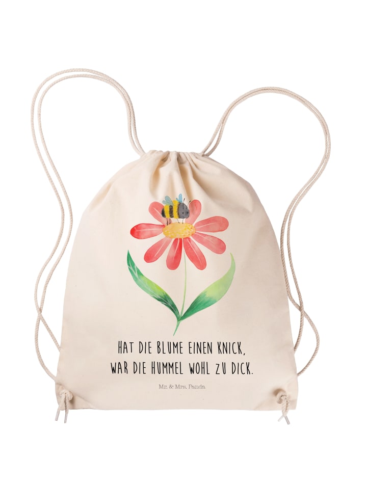 Sportbeutel Hummel Blume mit Spruch in Creme