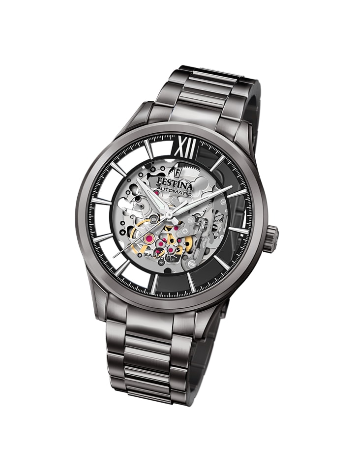 Analog-Armbanduhr Festina Automatik schwarz groß (ca. 43mm)