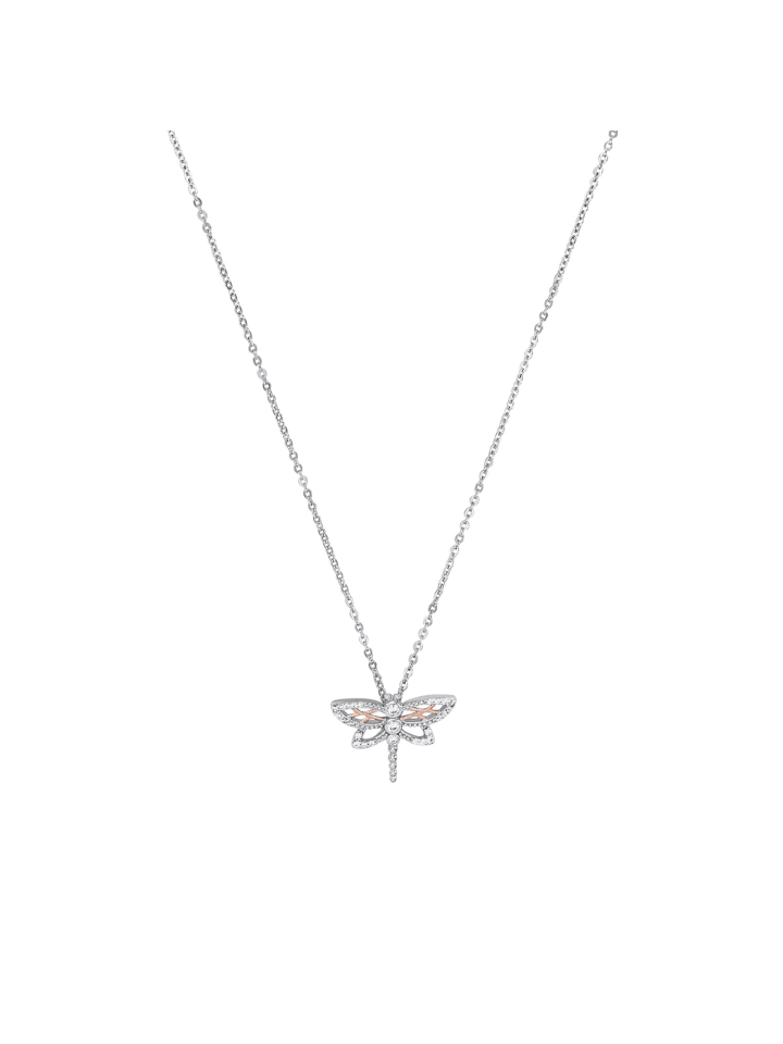 Kette mit Anhänger Silber 925, rhodiniert+rosévergoldet in Bicolor