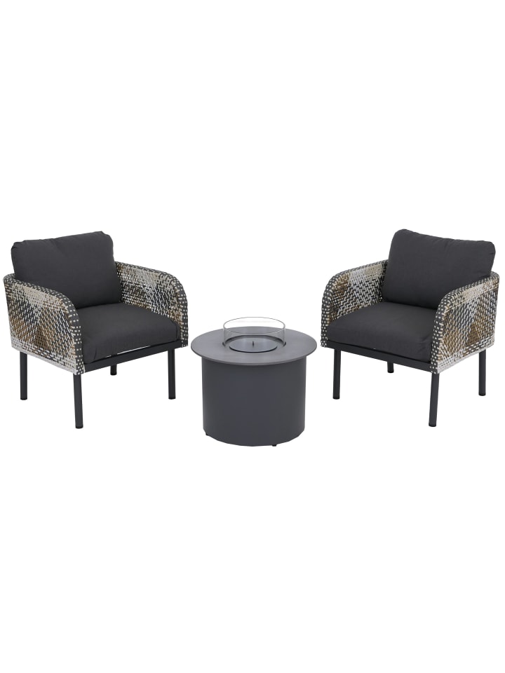 Poly-Rattan Garnitur P80, Dunkelgrau