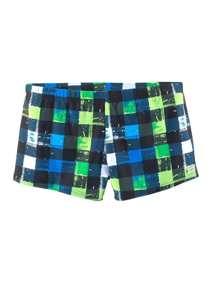 Boxer-Badehose in schwarz-grün