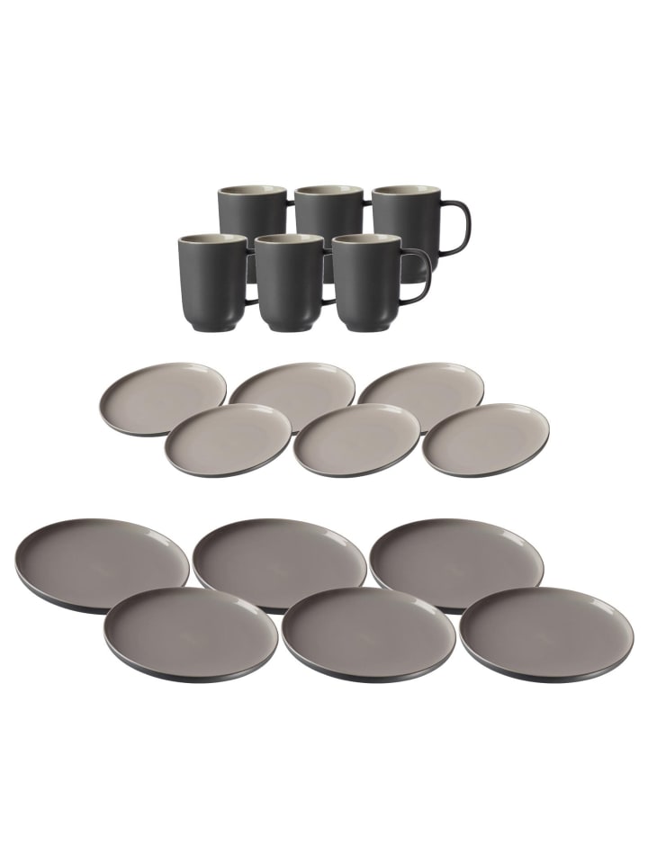 18er Set Tafelservice Jasper in Grau