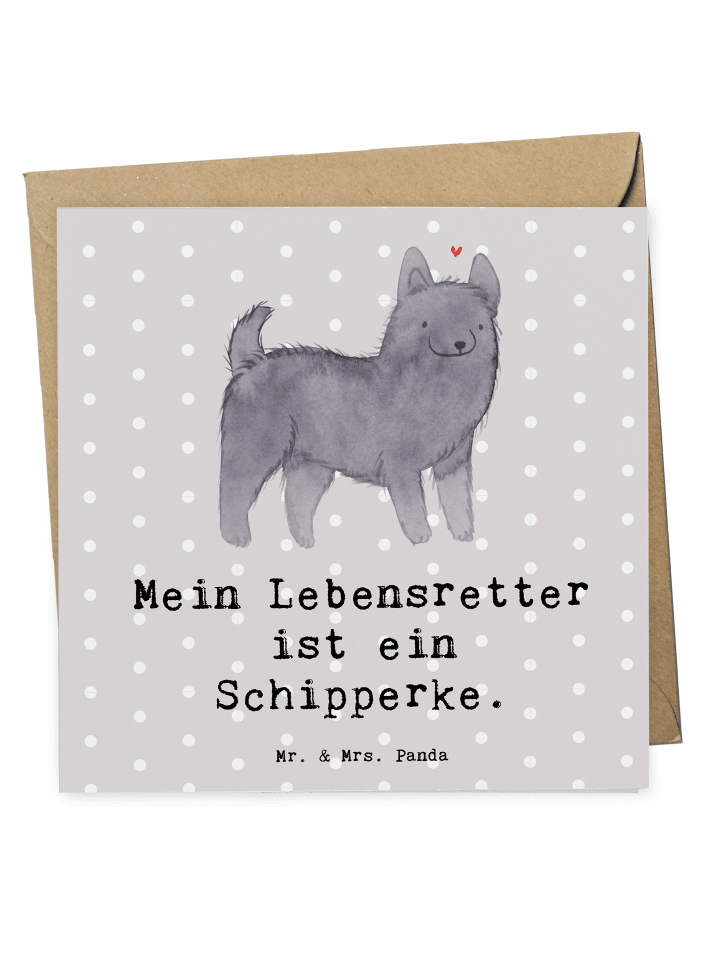 Deluxe Karte Schipperke Lebensretter mit Spruch in Grau Pastell