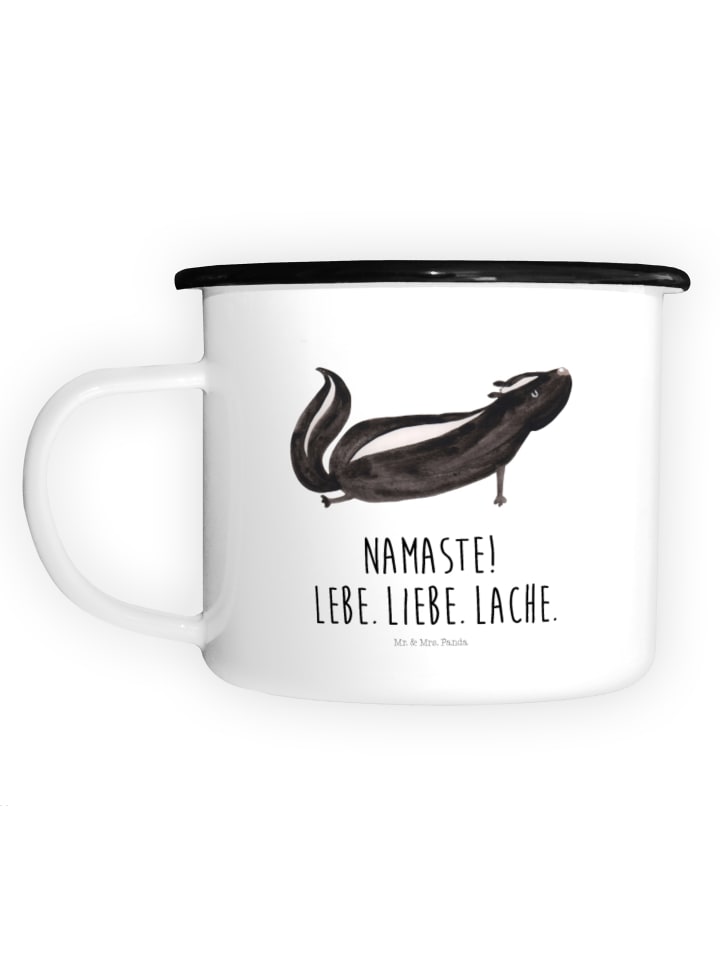 Kaffeetasse Stinktier Yoga mit Spruch in Weiß