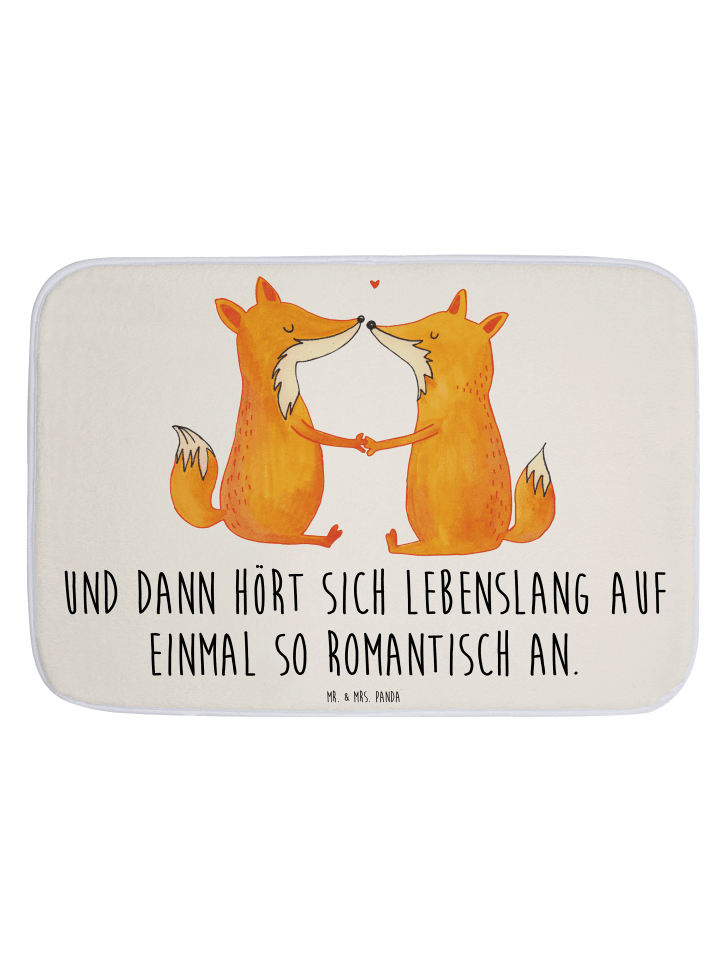 Badteppich Füchse Liebe mit Spruch in Weiß