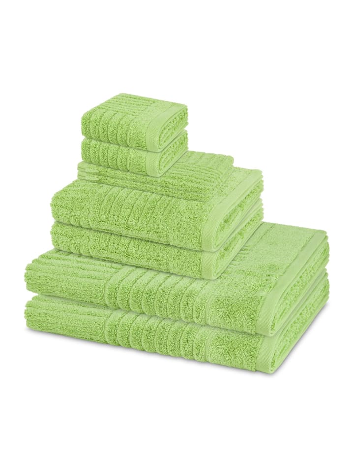 2 X Wasch- 2 X Gäste- 2 X Dusch- 2 X Handtuch im Set Carre in Kiwi
