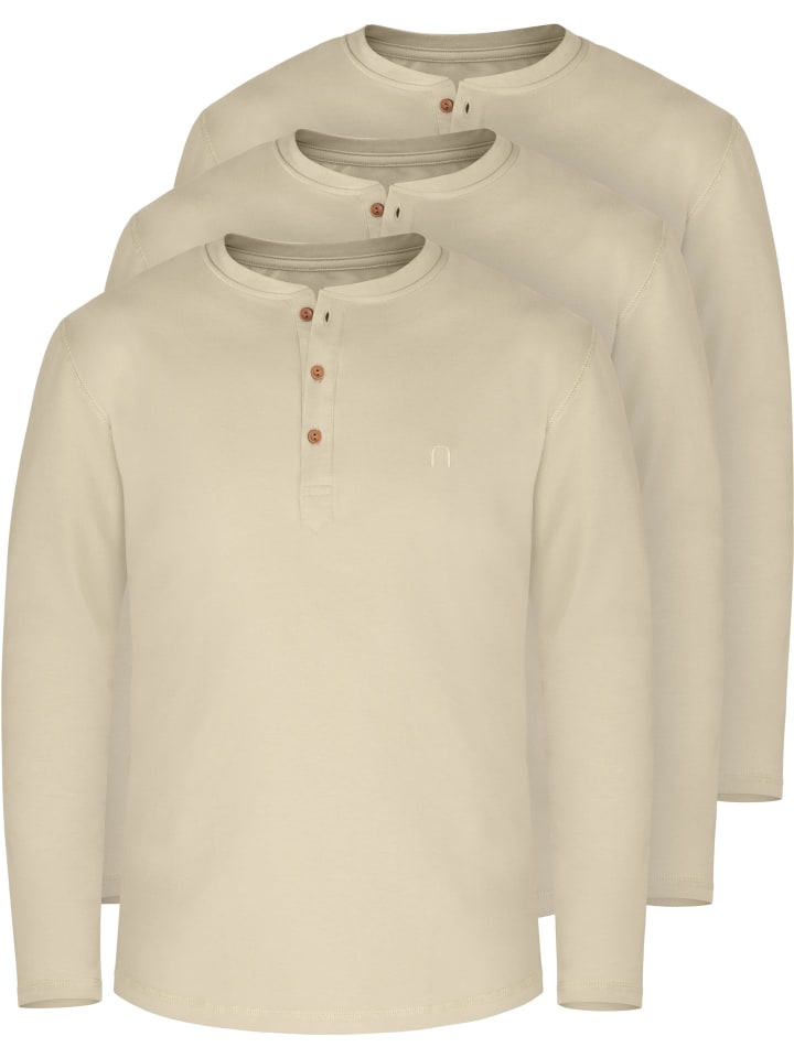 3x Herren Langarmshirts Neuville in Beige