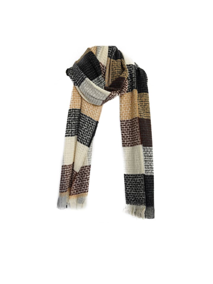 Damen-Schal mit Cashmere-Touch - Modeschal mit Karomuster 70x200 cm in Beige