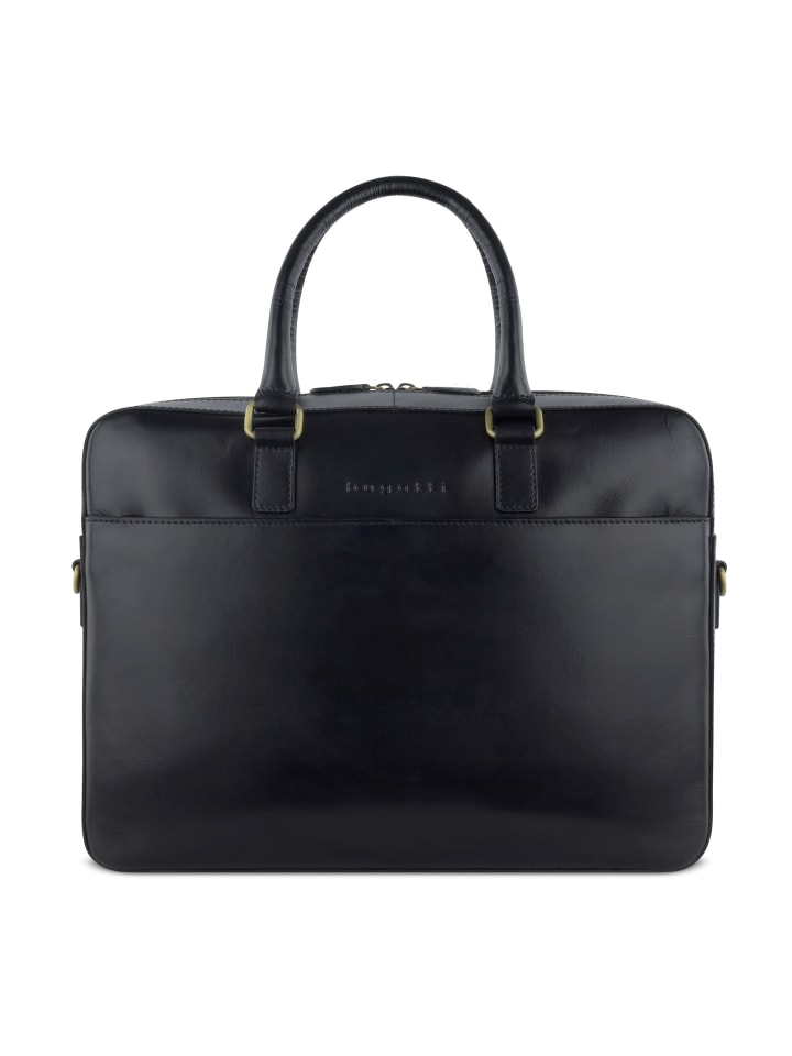 Remo Aktentasche Leder 40 cm Laptopfach schwarz