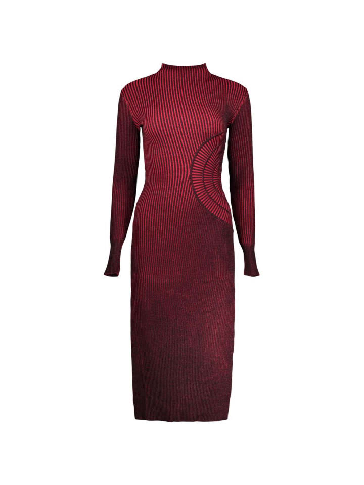 Rot Viskose Damen Kleid