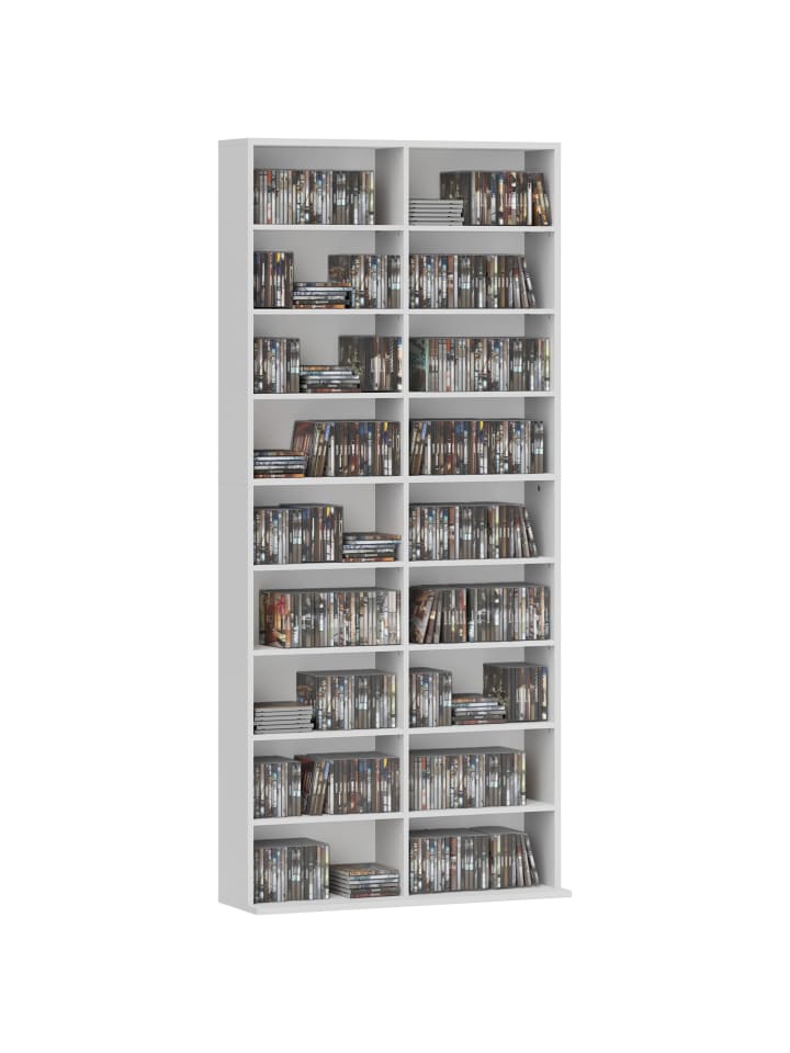 CD-Regal in Weiß 78,5L x 24B x 175H cm