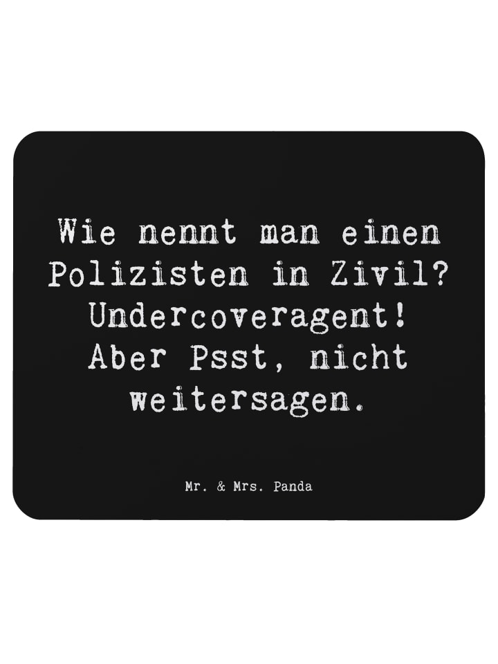 Mauspad Spruch Geheimer Polizist mit Spruch in Schwarz