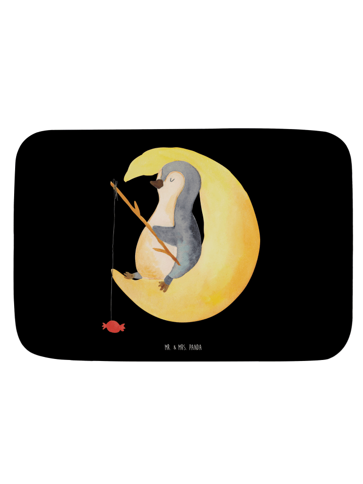 Badteppich Pinguin Mond ohne Spruch in Schwarz