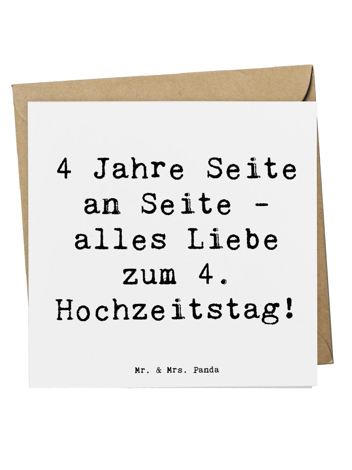 Deluxe Karte Spruch 4. Hochzeitstag Seidenhochz... in Weiß