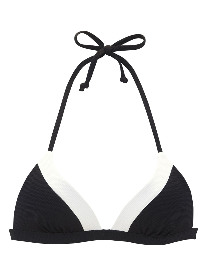 Triangel-Bikini-Top in schwarz-creme