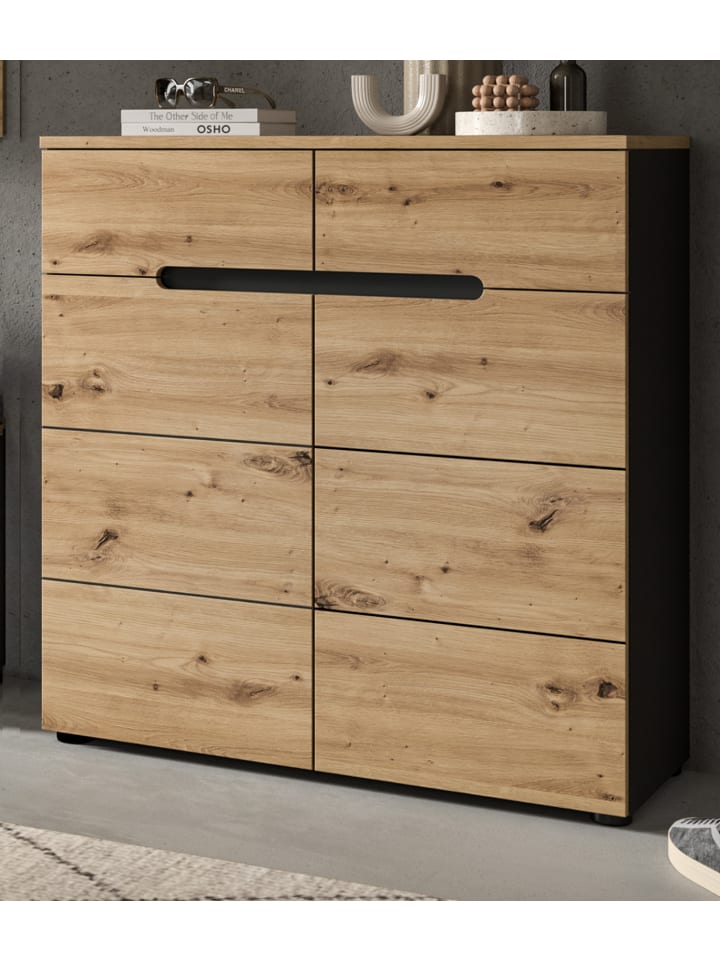 Kommode Artisan Eiche, grau 100 cm, Flurkommode mit Soft-Close