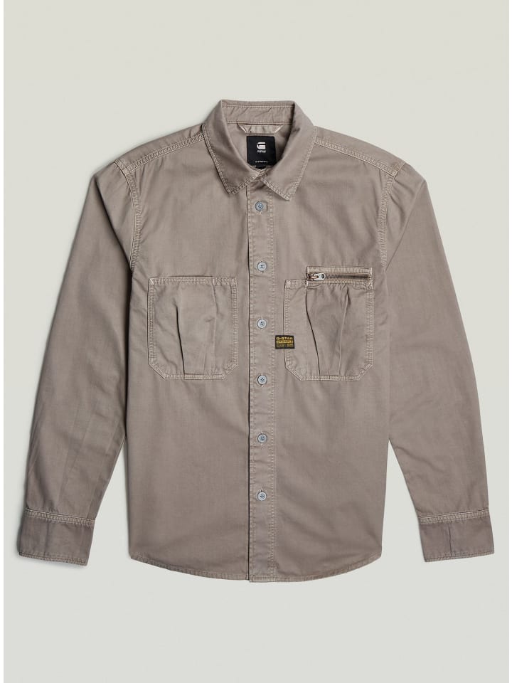 Pleated Zip Regular Hemd flint grey gd