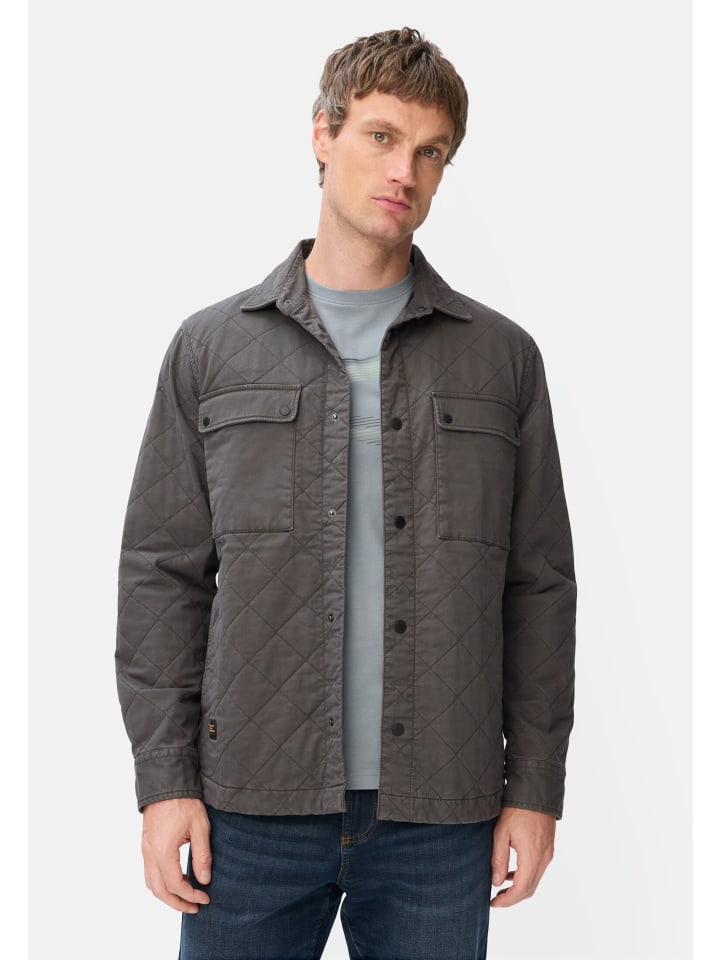 Overshirt mit Rautenmuster in Graphitgrau
