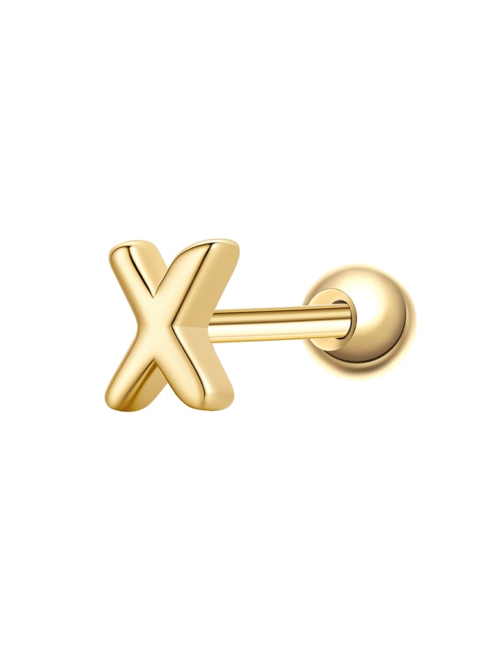 Piercing Buchstabe X aus Sterling Silber in gelbgold