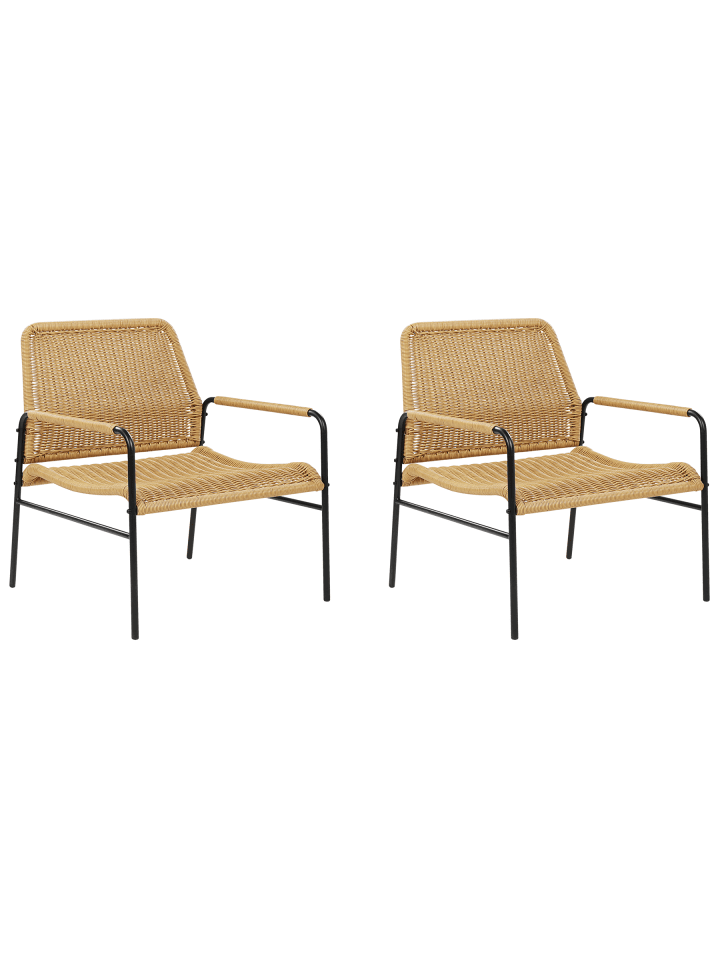 2er-Set Sessel PRASIMO in Naturfarben/Beige/Schwarz