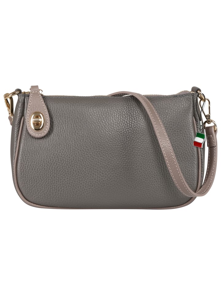 Florence Schultertasche Leder grau ca. 27cm