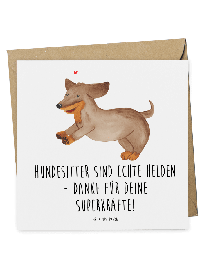 Deluxe Karte Hundesitter Helden mit Spruch in Weiß